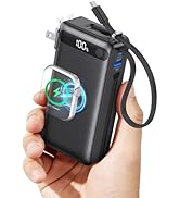 2026 Latest Nano Portable Charger with Built-in Wall Plug and Cables, All in One 10000mAh 22.5W F...