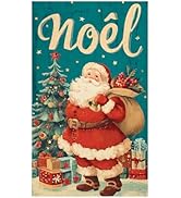 Vintage Christmas Kitchen Towels – French Noël Santa Claus Dish Towel with Retro Holiday Tree and...