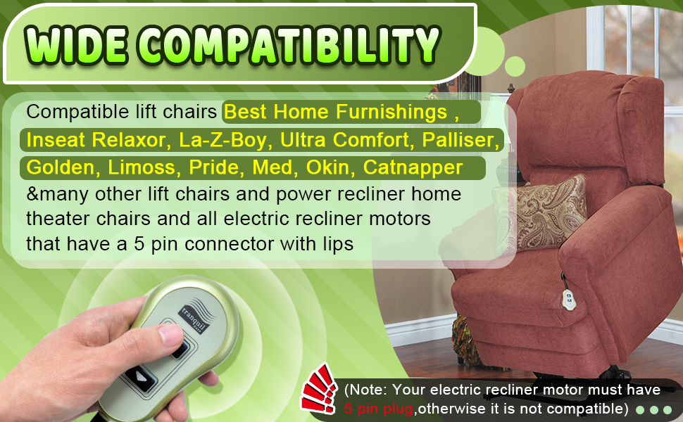 Tranquil Ease 11560UX&amp;11560 5 Pin Lift Chair Remote Inseat, Best Home Furnishings Lift Chairs