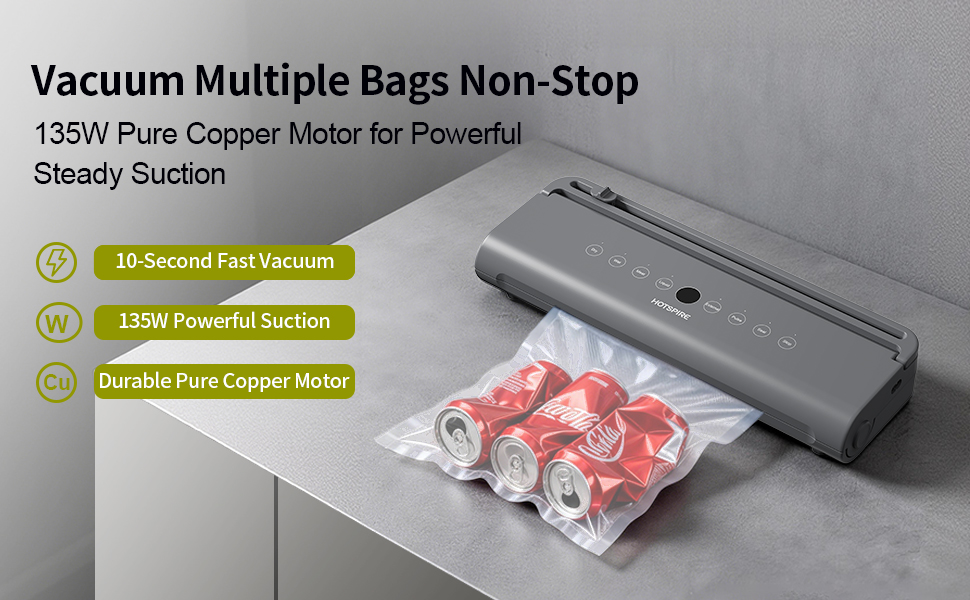135W Pure Copper Motor for PowerfulSteady Suction