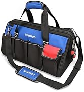 WORKPRO 18-inch Close Top Wide Mouth Storage Tool Bag with Adjustable Shoulder Strap, Sturdy Bottom
