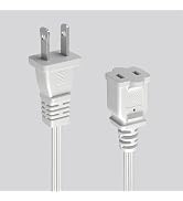 White Extension Cord 10 FT (3M) Small Power Extension Cord 2 Prong Indoor Outdoor Electrical Exte...