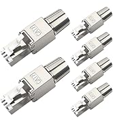 NataLink Cat7 Cat6A RJ45 Connector 6-Pack, Tool-Free Zinc Alloy Shielded Ethernet Termination Plu...