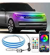 Jushope 71 Inches Car Hood LED Light Strips, Car Exterior Lights with Dreamcolor Chasing, Flexibl...