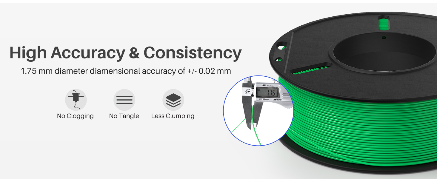 1.75mm diameter, high accuracy and consistency