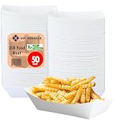 Paper Food Trays, Plain White Boats. Medium (2LB). 50 Pack, Disposable, Recyclable Serving Boats....