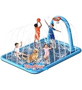 Instraella Splash Pad for Kids, 110 x 91'' Large 2-in-1 Sprinkler Mat with Basketball Hoop, Infla...