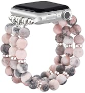 JR.DM Natural Stone Beaded-Bands Women Compatible with Apple Watch Series 11 10 9 8 7 6 5 4 SE 3 ...