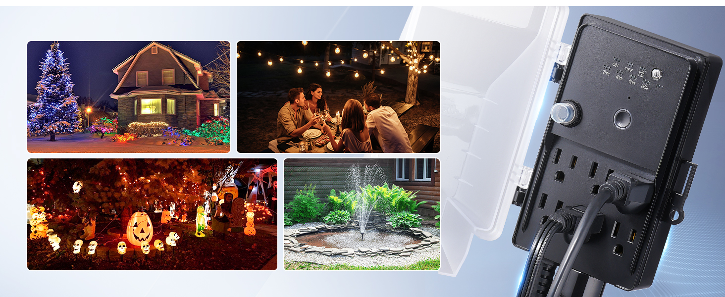 christmas light surge protector outdoor timer with extension cord