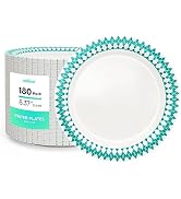 JOLLY PARTY 8.37 inch Paper Plates, 180 Count Dinner Paper Plates, Soak-Proof Disposable Plates f...