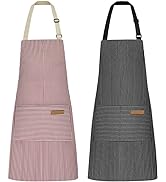 NLUS 2 Pack Kitchen Cooking Aprons, Adjustable Bib Soft Chef Apron with 2 Pockets for Men Women (...