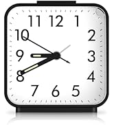 OQIMAX Analog Alarm Clocks, Non Ticking Table Clock with Luminous Hand & Large Display, Battery P...