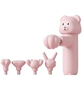 Mini Massage Gun with Bear Design, 5 Interchangeable Heads, 4-Speed Regulation, Deep Tissue Percu...