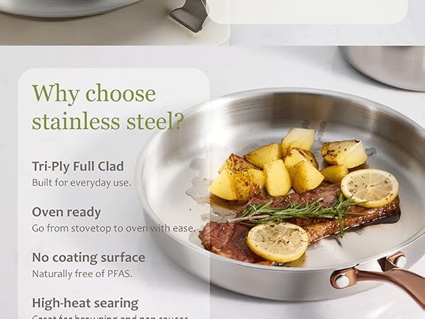 stainless steel frying pan