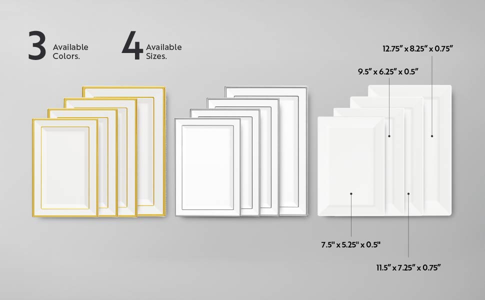 rectangular plastic plates, white plastic plates, disposable plates, rectangular plates