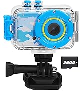 Luoba Kids Camera Waterproof Children Digital Camera for Kids Birthday Gifts Age 3-10,FHD Video T...