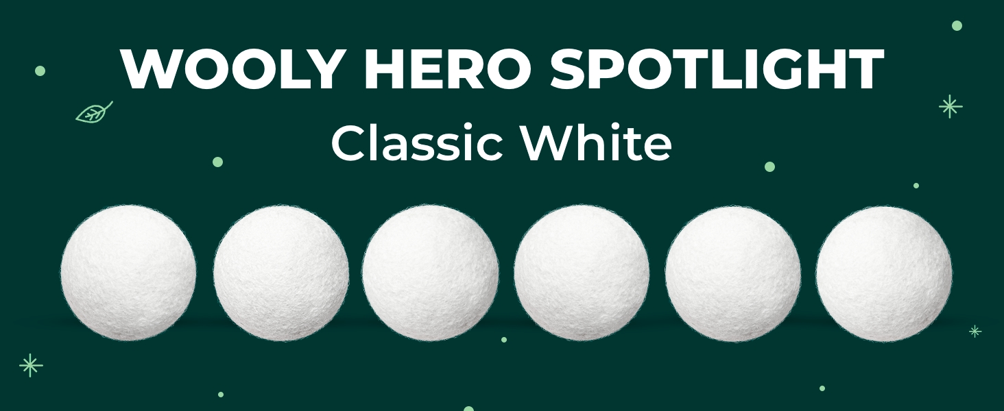 Wool dryer balls set displayed in a row for eco-friendly laundry care