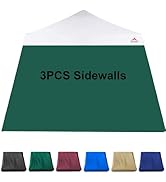 JANCANOPY SunWall for 10x10 Slant Leg Pop Up Canopy,3 Pack Sidewalls Only,(Forest Green)
