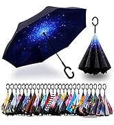 Spar. Saa Double Layer Inverted Umbrella with C-Shaped Handle, Anti-UV Waterproof Windproof Strai...