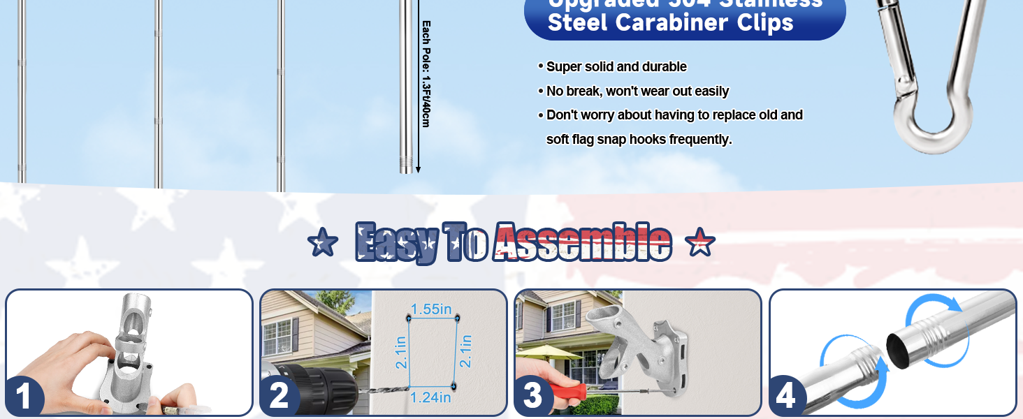 360° Tangle Free Stainless Steel Flagpole