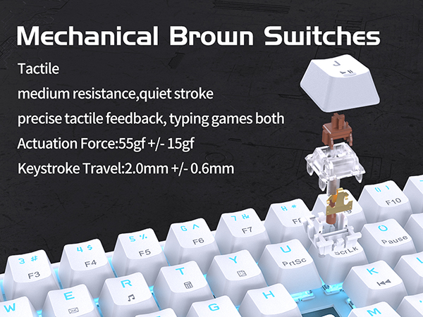  Mechanical Keyboard Tactile Brown Switch