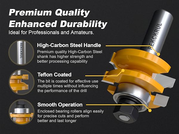 REKCKUL Professional 3PCS Ogee Style Rail and Stile Router Bit Set
