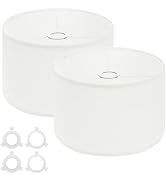 PATIKIL Drum Lamp Shades for Table Lamps 12"x12"x8" Linen Lampshade Set of 2 Easy Assembly Lamp S...