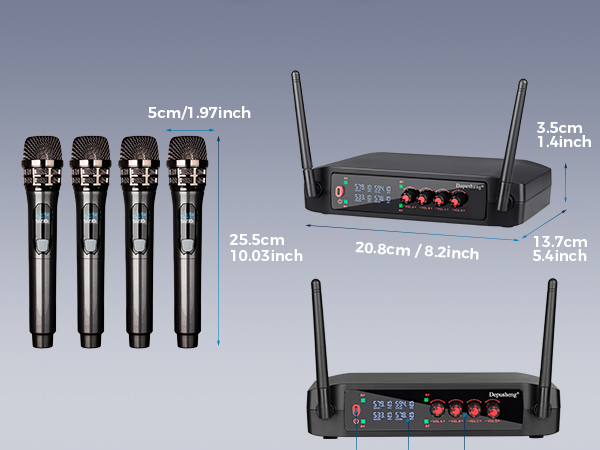 Wireless Microphone, Professional 4 Channels