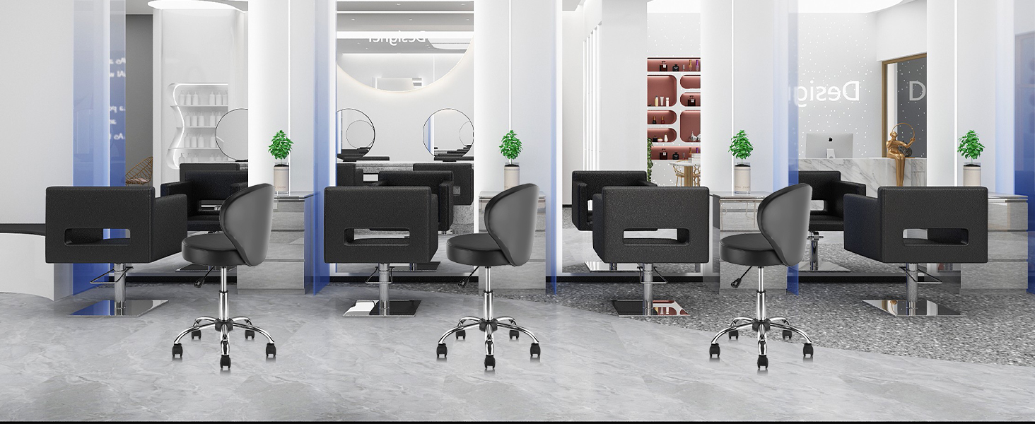 PVC Faux Leather Rolling Swivel Salon Stool Chair