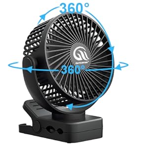 360 degree rotation clip on fan for camping tent, office desk, home table, bedroom