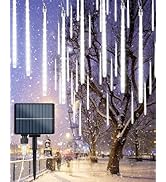 Solar Meteor Shower Icicle Lights - 20 Tubes 480 LED Raindrop Lights with Timer Function Falling ...