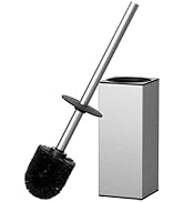 FORIOUS Toilet Brush and Holder Set, Heavy Duty 304 Stainless Steel Base Square and Long Handle f...