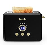 2 Slice Toaster, Retro Bread Toaster with LED Digital Countdown Timer, Extra Wide Slots Toasters ...