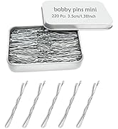 220 CT 1.38 Inch Mini Silver Cute Bobby Pins with Metal Box, Small Hair Bobby Pins for Buns, YING...