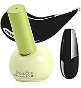 MelodySusie Highly Pigmented Gel Nail Polish, 0.56 Fl Oz Soak Off UV LED Black Gel Polish, Plant-...