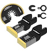 AMZBSAW 12 PCS Titanium Oscillating Saw Blades Metal Cutting, Oscillating Multitool Blades for Me...