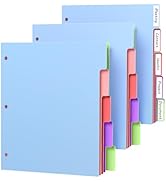 HABGP 15Pcs/3 Set 5 Tab Dividers for 3 Ring Binder, 15 Pcs Multicolor 3 Ring Binder Dividers with...