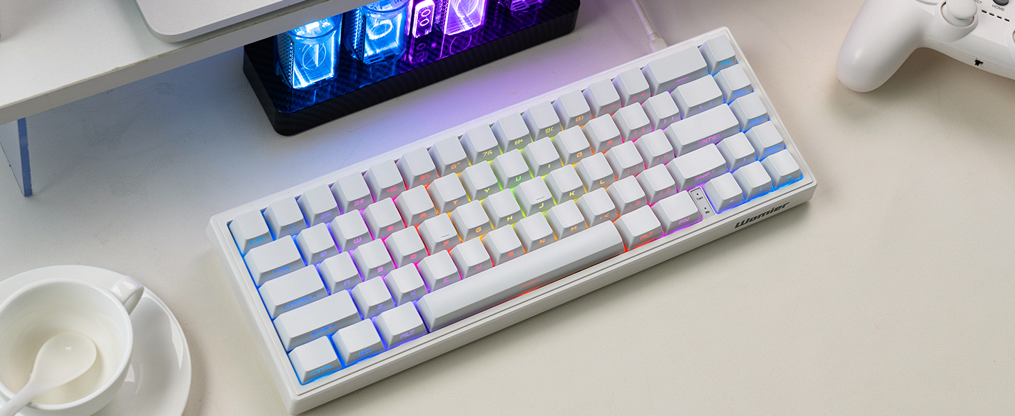 womier white PBT keycap set,shine through keycaps 60 75 percent