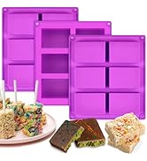 6-Cavity Rice Krispie Treat Molds, 3 Pcs Silicone Candy Bar Molds, Non-Stick Rectangle Chocolate ...