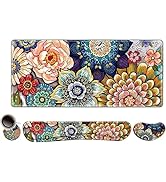 Extended Gaming Mouse Pad, Memory Foam Ergonomic Keyboard Mouse Wrist Rest Support Set, Large Des...