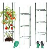 3Pack 12" Width Up to 48" Height Adjustable Square Tomato Cages for Garden, Plant Support Stakes ...