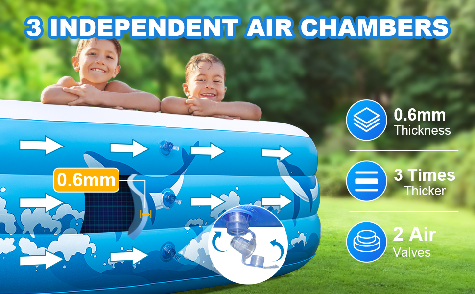 Large Inflatable Pool for Adults Kids,Blow-up Pools Inflatable Swimming Pool with Pump, Kiddie Pool