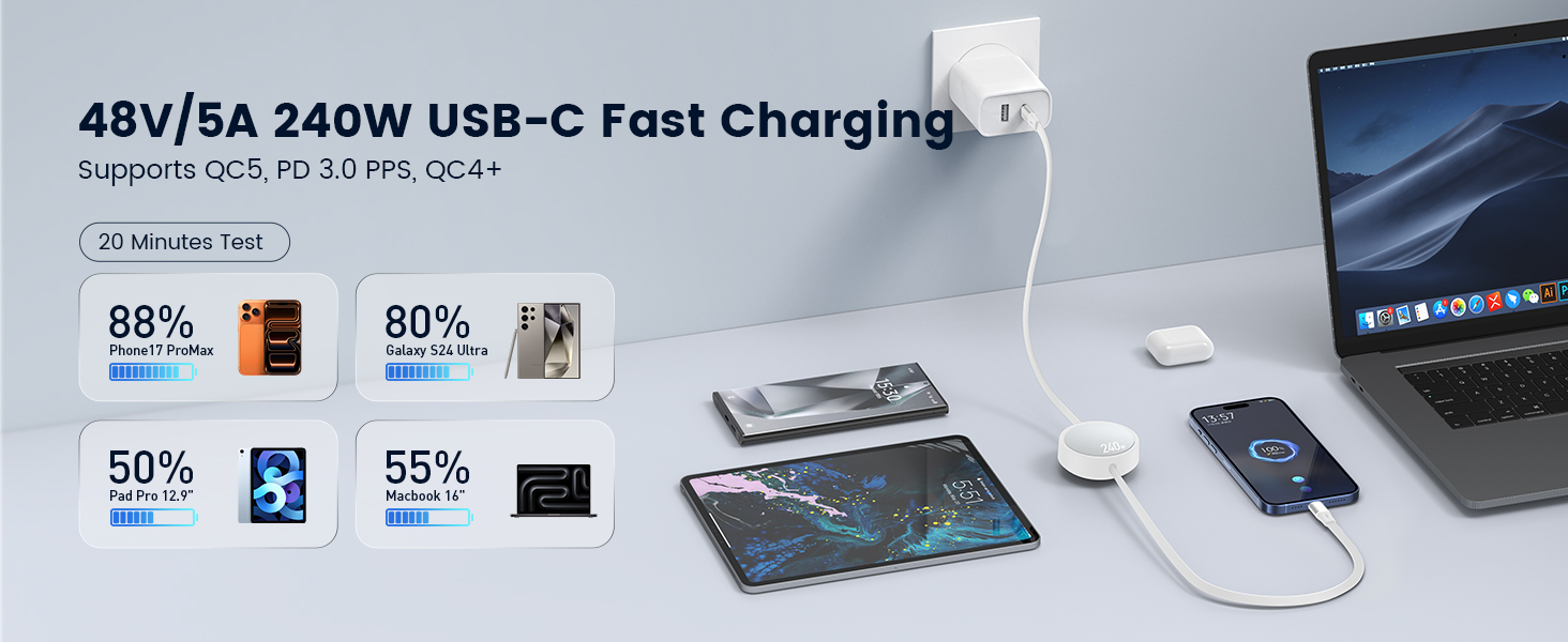 240W Retractable USB-C Cable