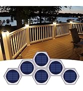 YiLaie Solar Deck Dock Lights Hexagon Warm White Step Lights Outdoor Waterproof Solar Powered for...
