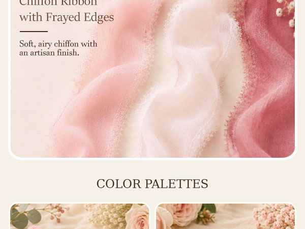 Pink Ribbon,Chiffon Ribbon,1 In Frayed Pink Ribbon,Chiffon Silk Ribbon for Gift Wrapping,Flower