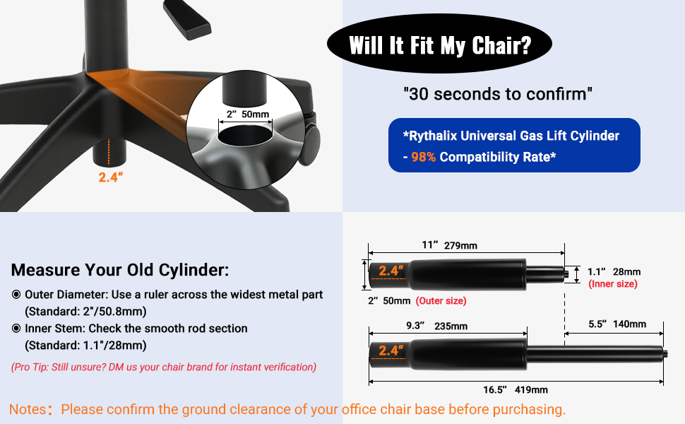 short sinking office chair gas cylinder