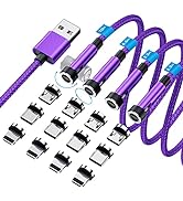 540° Rotation Magnetic Charging Cable 3 in 1 Magnetic Phone Charger [4-Pack, 3ft/3ft/6ft/10ft] 3A...