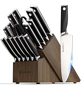 Astercook Knife Set, Kitchen Knives Set with Block and Sharpener Full Tang 17 Pcs German Stainles...