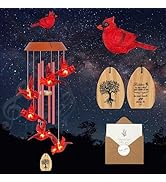 Solar Wind Chimes for Outside, Memorial Cardinal Wind Chimes, 35" LED Windchimes Outdoors Christm...