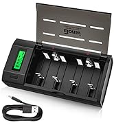 BONAI Smart Battery Charger for AA AAA C D 9V Ni-MH Ni-CD Rechargeable Batteries with Discharge F...